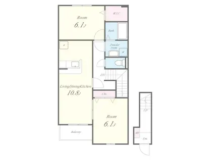 ユニヴェール(2LDK/2階)の間取り写真