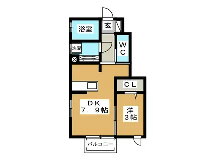 IRシンシアⅡ(1DK/1階)の間取り写真