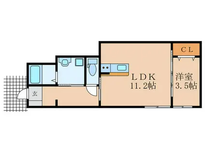 SKY FIRST YUKUHASHI B(1LDK/1階)の間取り写真