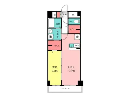 博多グランドレジデンス(1LDK/13階)の間取り写真