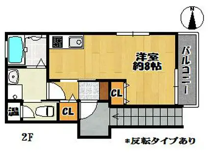 アライブコート上井沢(ワンルーム/2階)の間取り写真