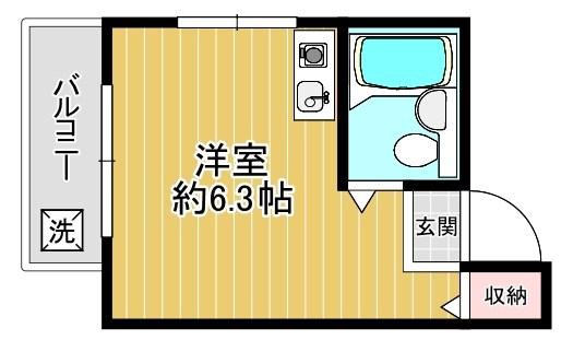 ハイツK(ワンルーム/2階)の間取り写真