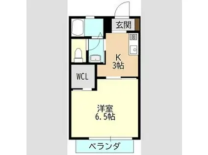 ボナールII(1K/1階)の間取り写真