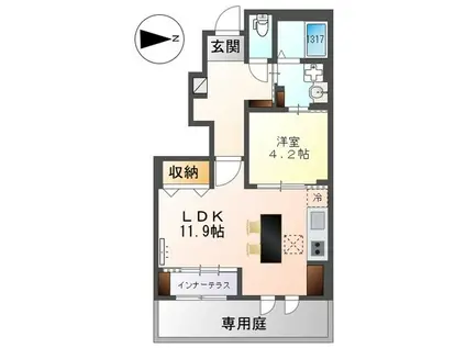 中川区松葉町4丁目アパート(1LDK/1階)の間取り写真
