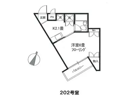 パストラルマンションMIII(1K/2階)の間取り写真