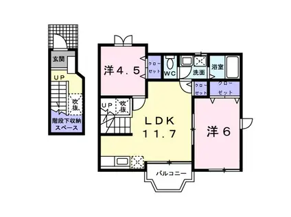 ポルト・リヴェールII(2LDK/2階)の間取り写真