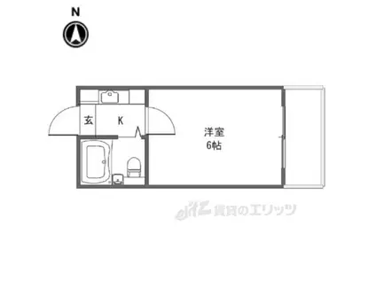 グランディービル奈良道(1K/4階)の間取り写真