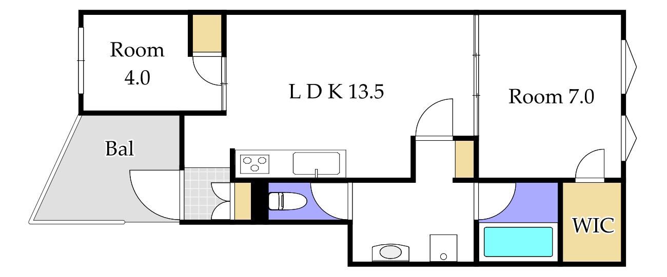 ETENA中仙道西(2LDK/3階)の間取り写真