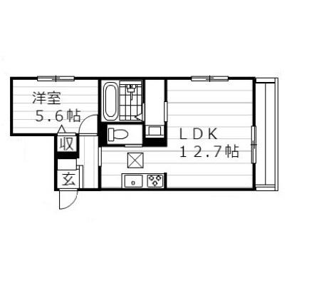 チッタ・デ・国府(1LDK/1階)の間取り写真
