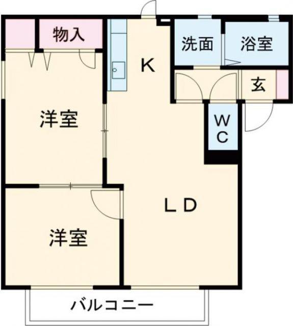 アーバン21 C(2LDK/1階)の間取り写真