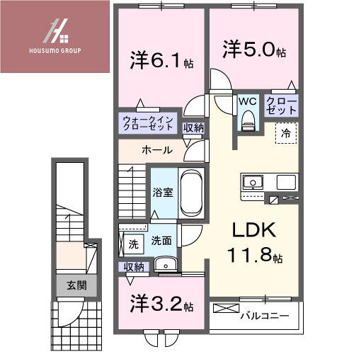 サンリットシャイニング(2LDK/1階)の間取り写真