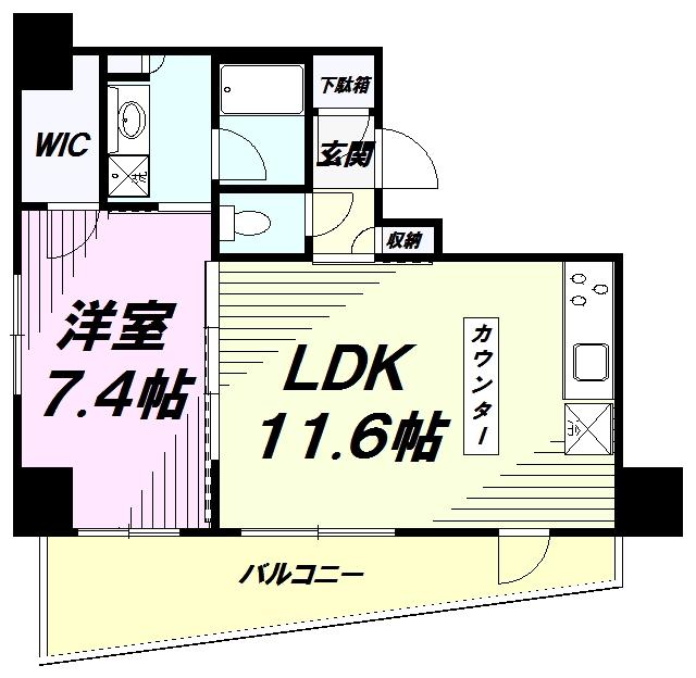 プライマル八王子横山町(1LDK/14階)の間取り写真