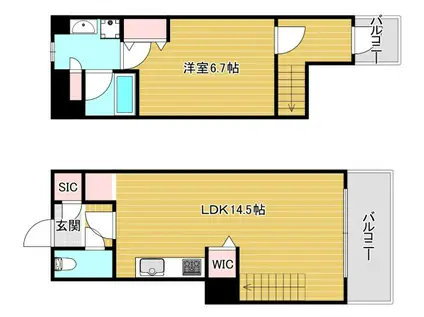 アーバンライフフォルムズ江戸堀(1LDK/6階)の間取り写真