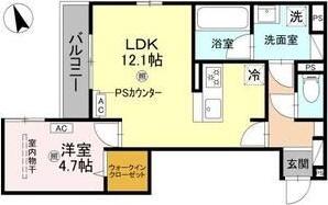 トリシア千躰(1LDK/2階)の間取り写真