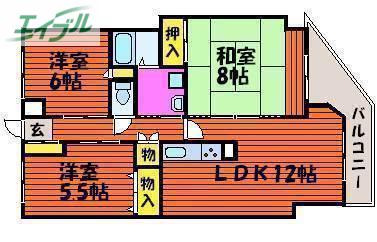 エリーズ・トーク・コート(3LDK/4階)の間取り写真