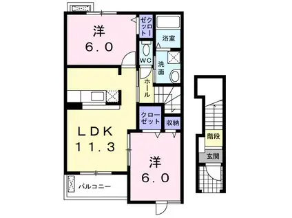 ポラリスハウスIII(2LDK/2階)の間取り写真