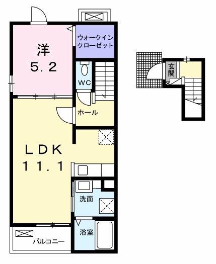 マルゴヒルズII(1LDK/2階)の間取り写真