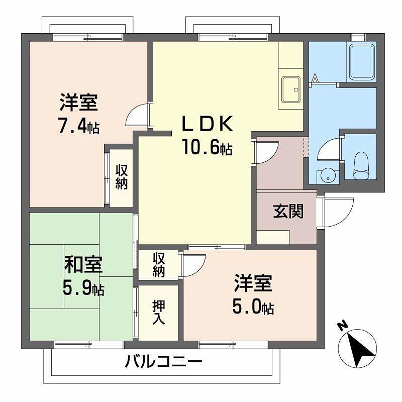 コーポファミール(3LDK/2階)の間取り写真