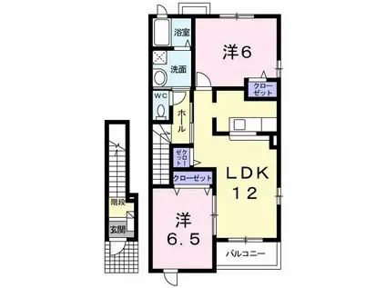 フォーリスト・クルリ I(2LDK/2階)の間取り写真