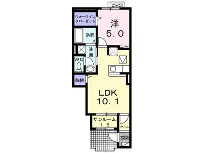 さくらハウスI(1LDK/1階)の間取り写真