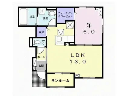 メゾン・フランベル(1LDK/1階)の間取り写真