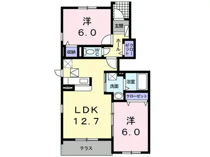 トゥージュールアンサンブル(2LDK/1階)の間取り写真