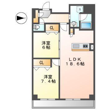 ロイジェント日吉II(2LDK/13階)の間取り写真