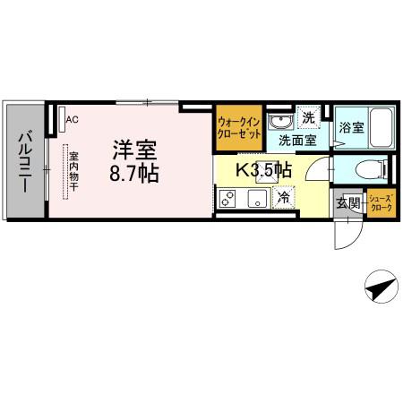 ERDE城北(1K/1階)の間取り写真