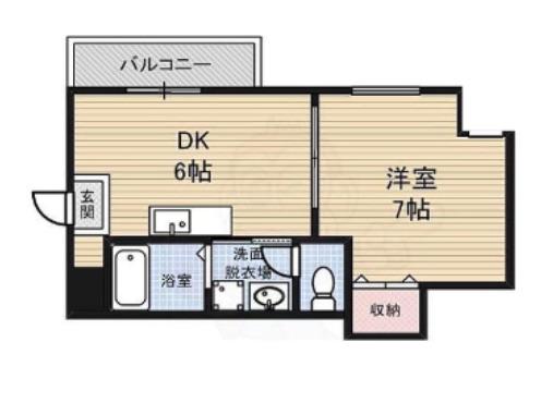 グランドゥール(1DK/4階)の間取り写真