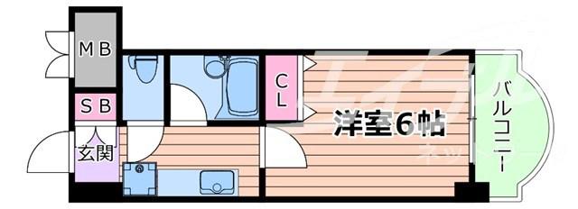 ローズコーポ新大阪9(1K/9階)の間取り写真