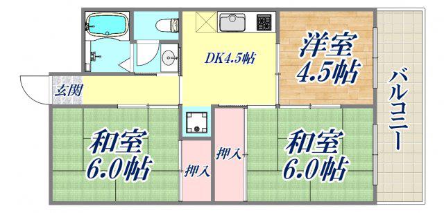 ルネシャイン(3DK/2階)の間取り写真