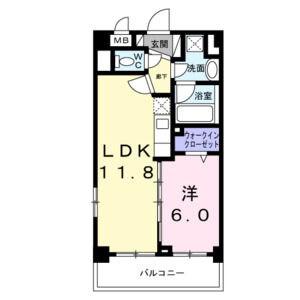 レジス城の堀(1LDK/2階)の間取り写真