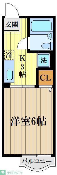 クライス国分寺(1K/1階)の間取り写真