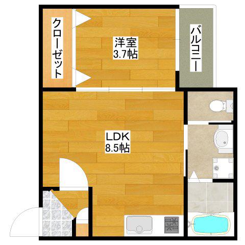 ALEGRIA豊津(1LDK/2階)の間取り写真