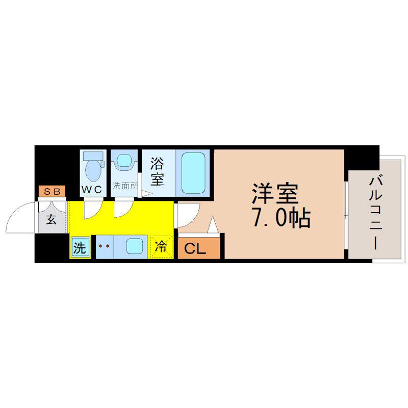 ファステートNAGOYA今池バレンシア(1K/4階)の間取り写真