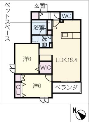 ENSOLEILLE MOTOYAMA(2LDK/2階)の間取り写真