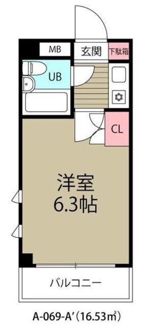 ローズマンションA69番館(1K/2階)の間取り写真