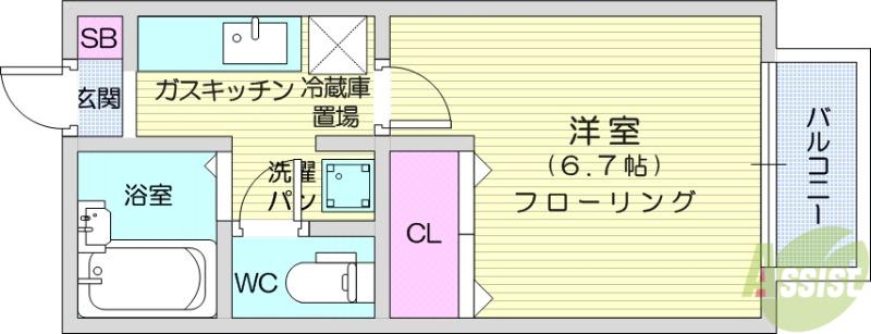 ディアス・ヤマト(1K/2階)の間取り写真