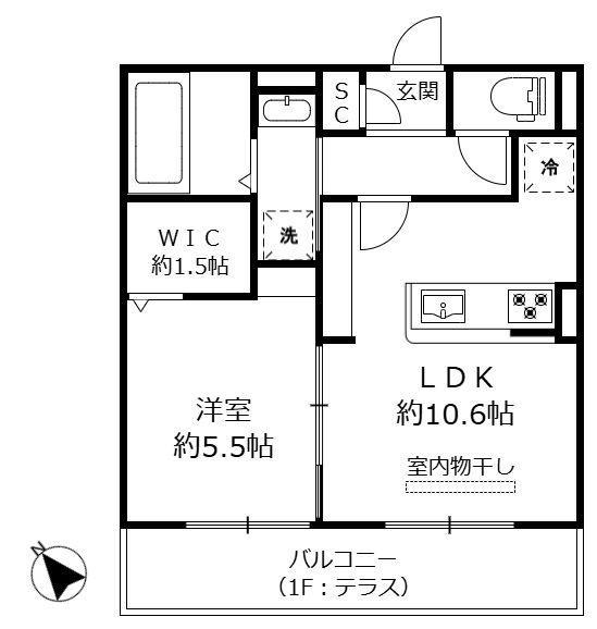 JR東海道本線 守山駅(滋賀) 徒歩15分 3階建 築1年(1LDK/1階)の間取り写真