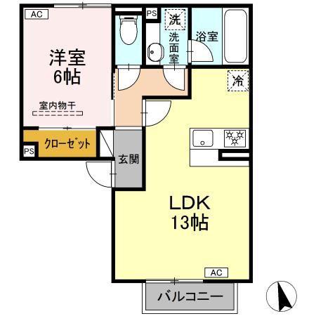 パルミエ III(1LDK/2階)の間取り写真