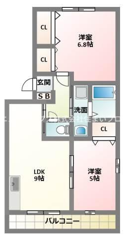 エスポワールKⅡ(2LDK/2階)の間取り写真
