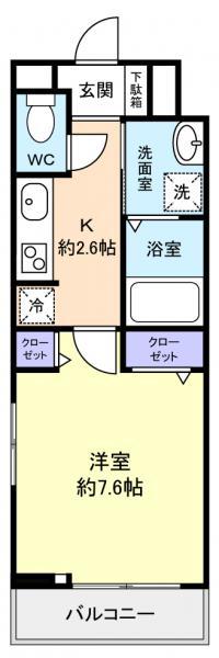 GRACE(1K/1階)の間取り写真