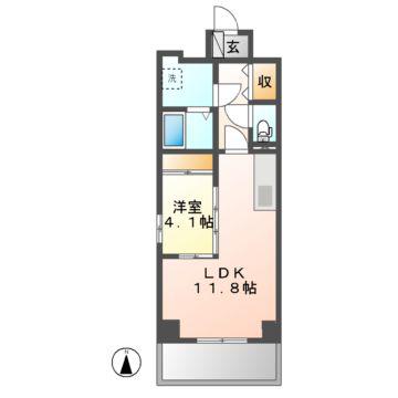 GRANDUKE大曽根(1LDK/4階)の間取り写真