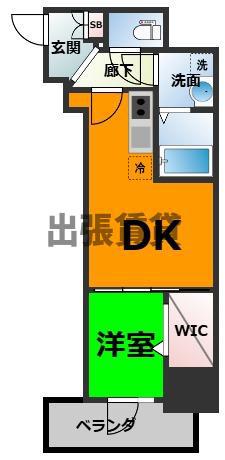 CREST TAPP東別院(1DK/11階)の間取り写真