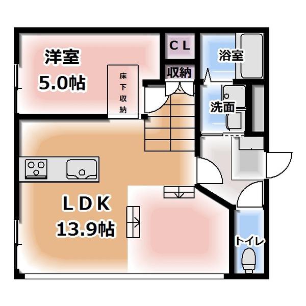 早川コーポ(1LDK/1階)の間取り写真