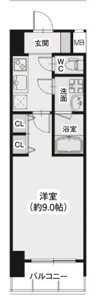 スプランディッド淀屋橋DUE(1K/3階)の間取り写真