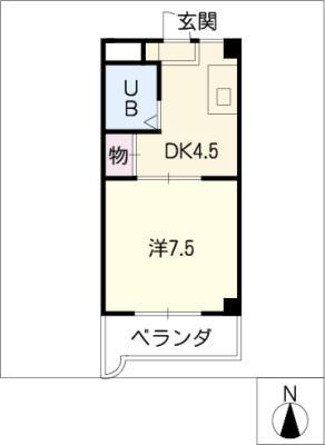 モナーク安井(1DK/2階)の間取り写真