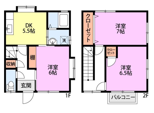 ハミングハイツA棟(3DK/1階)の間取り写真