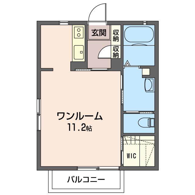 プランドール C棟(ワンルーム/2階)の間取り写真