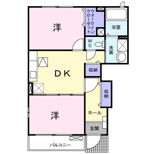 マードレC(2DK/1階)の間取り写真